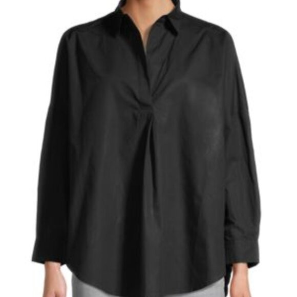 FRENCH CONNECTION S Black Rhodes Poplin Popover Shirt - Picture 1 of 8